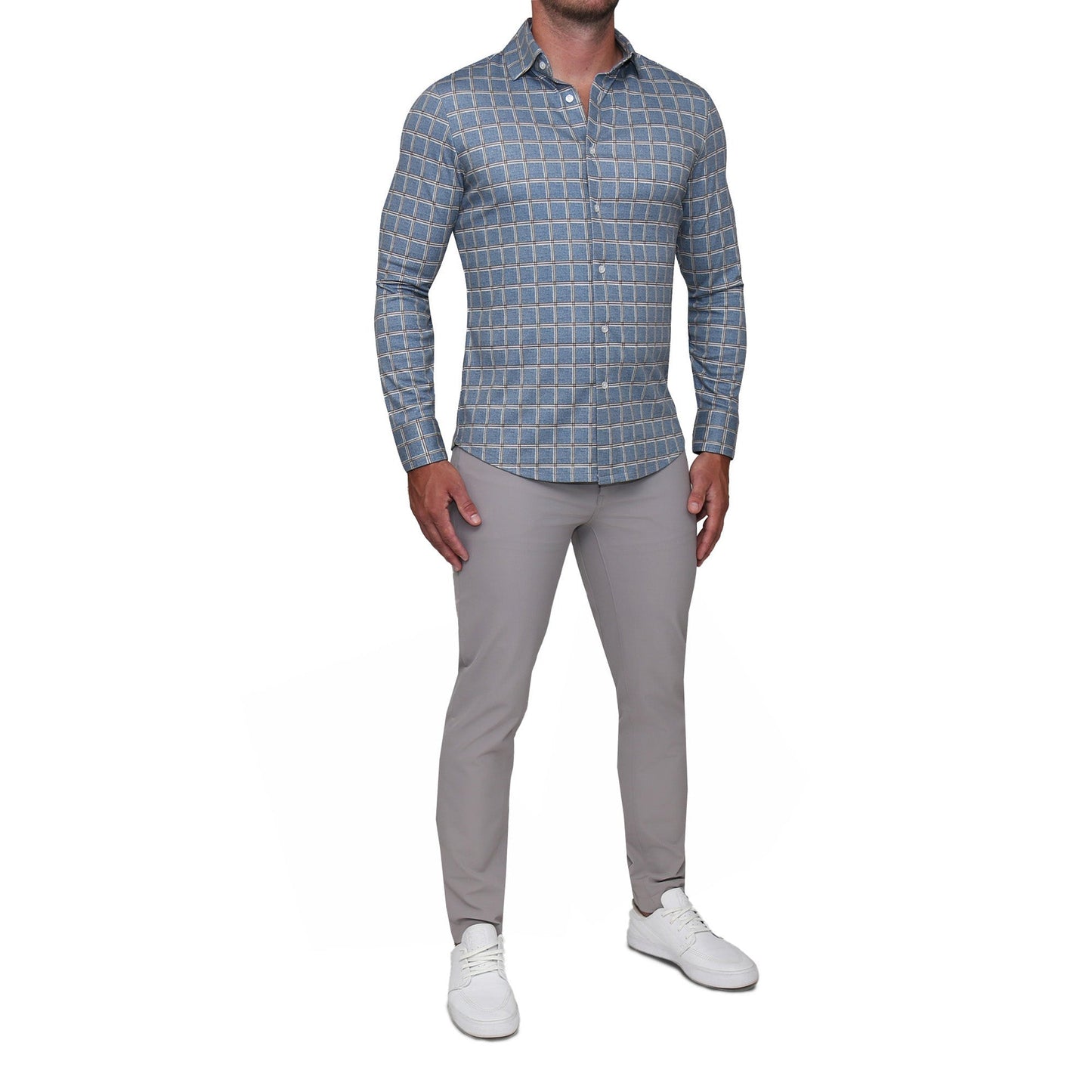 "The Ford" Blue & Red Windowpane Casual Button Down