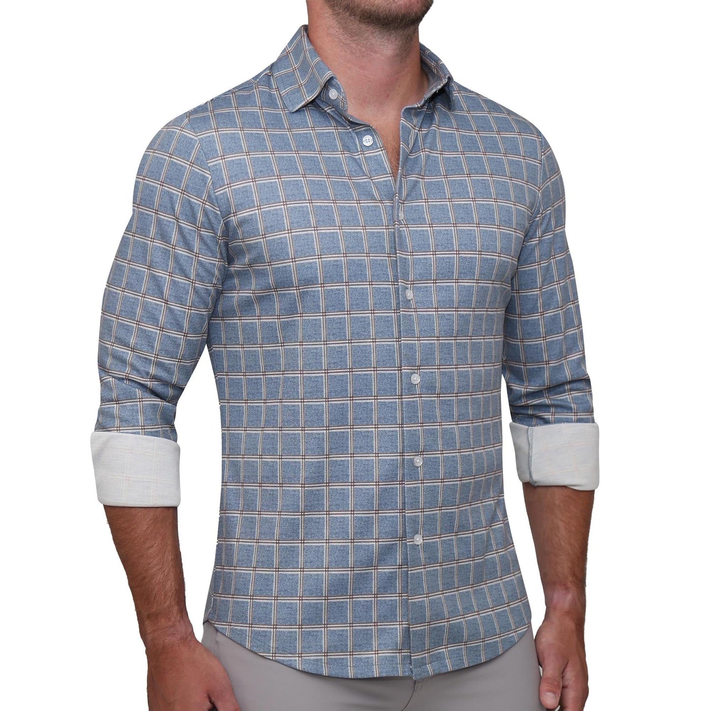 "The Ford" Blue & Red Windowpane Casual Button Down
