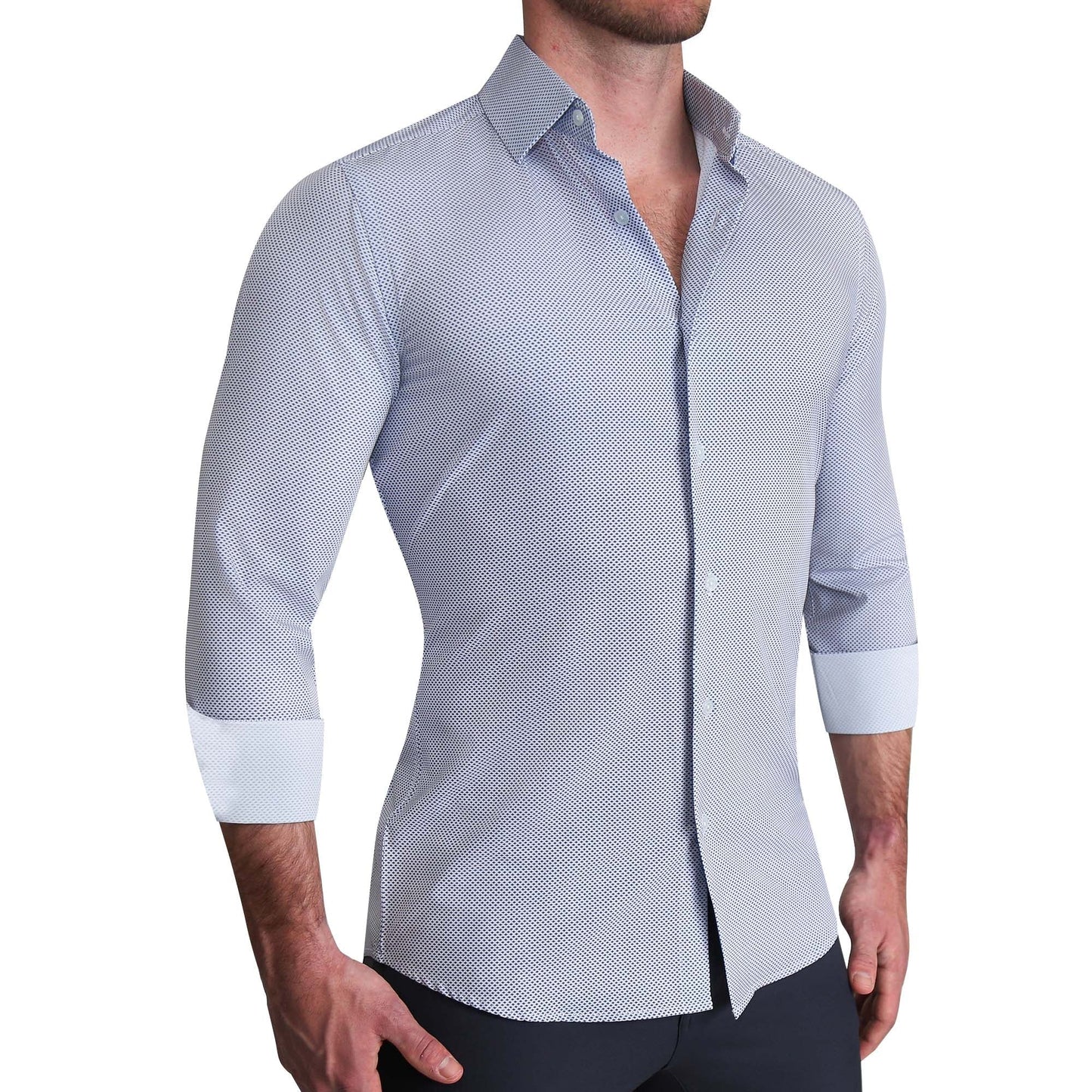 "The Charles" Navy Diamond Dress Shirt