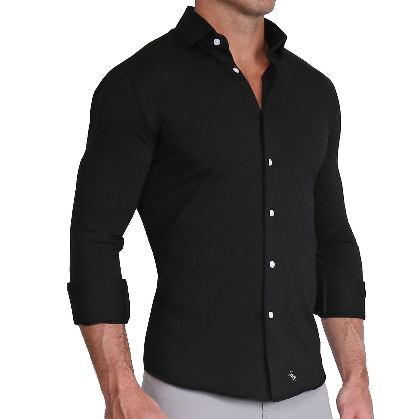 "The Dexter" Black Casual Button Down