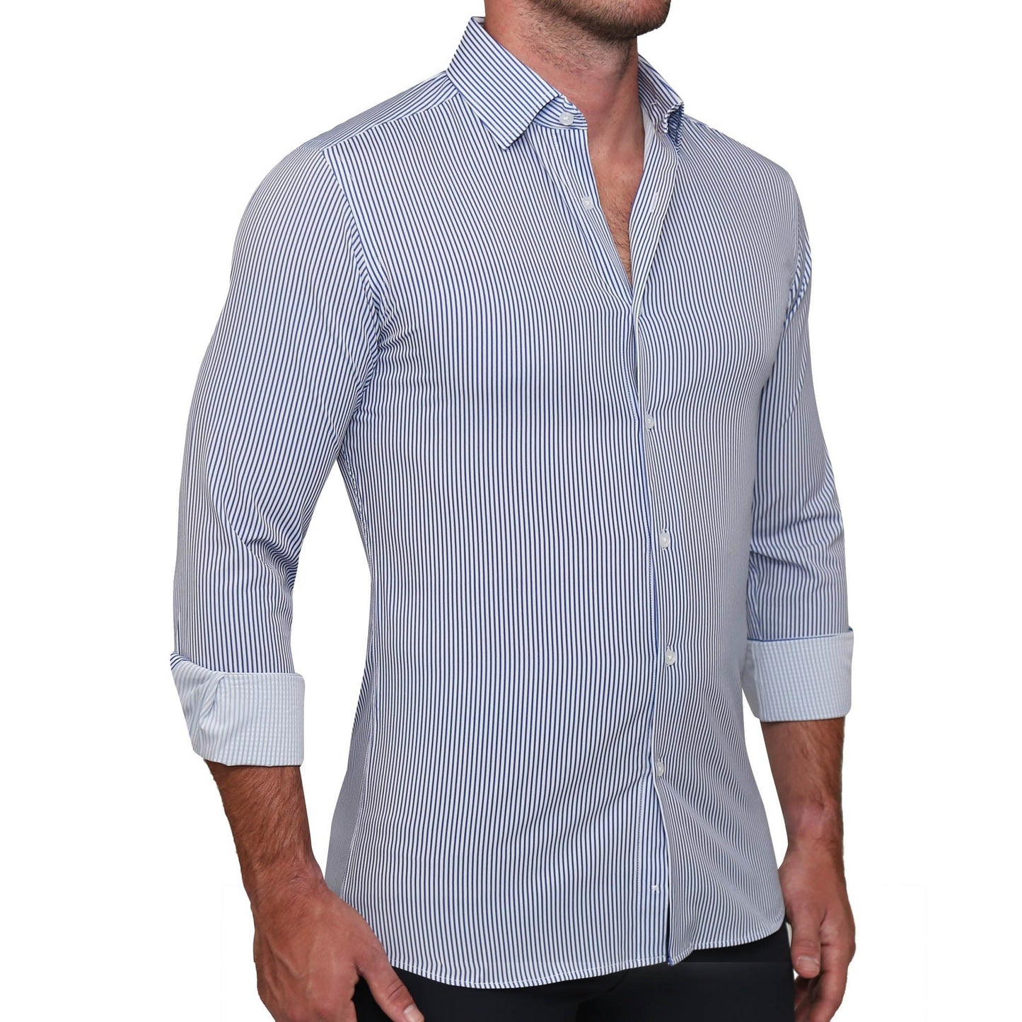 "The Tucker" Mid-Blue Bengal Stripe