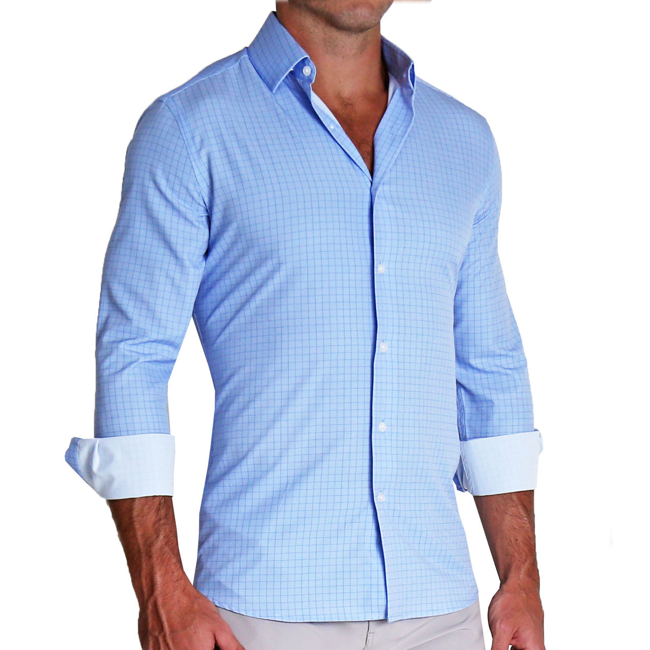 "The Reynolds" Powder Blue and Navy Windowpane