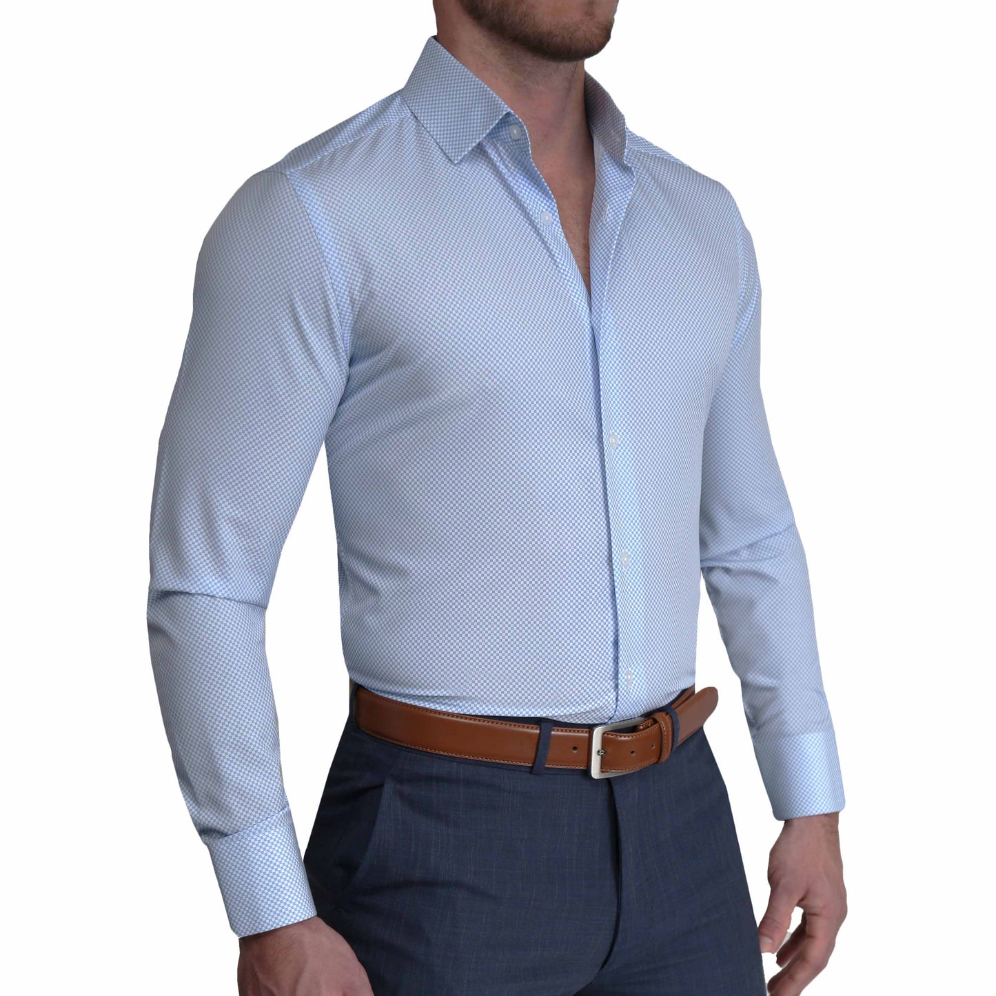 "The Vernor" Light Blue Square Check Print