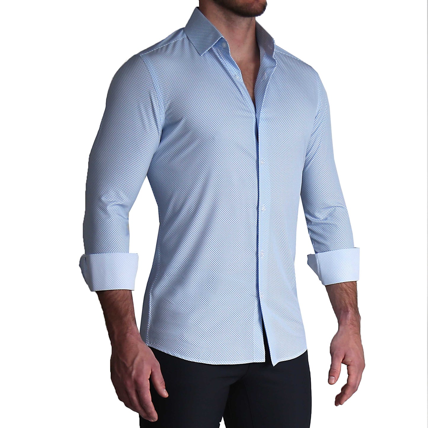 "The Vernor" Light Blue Square Check Print