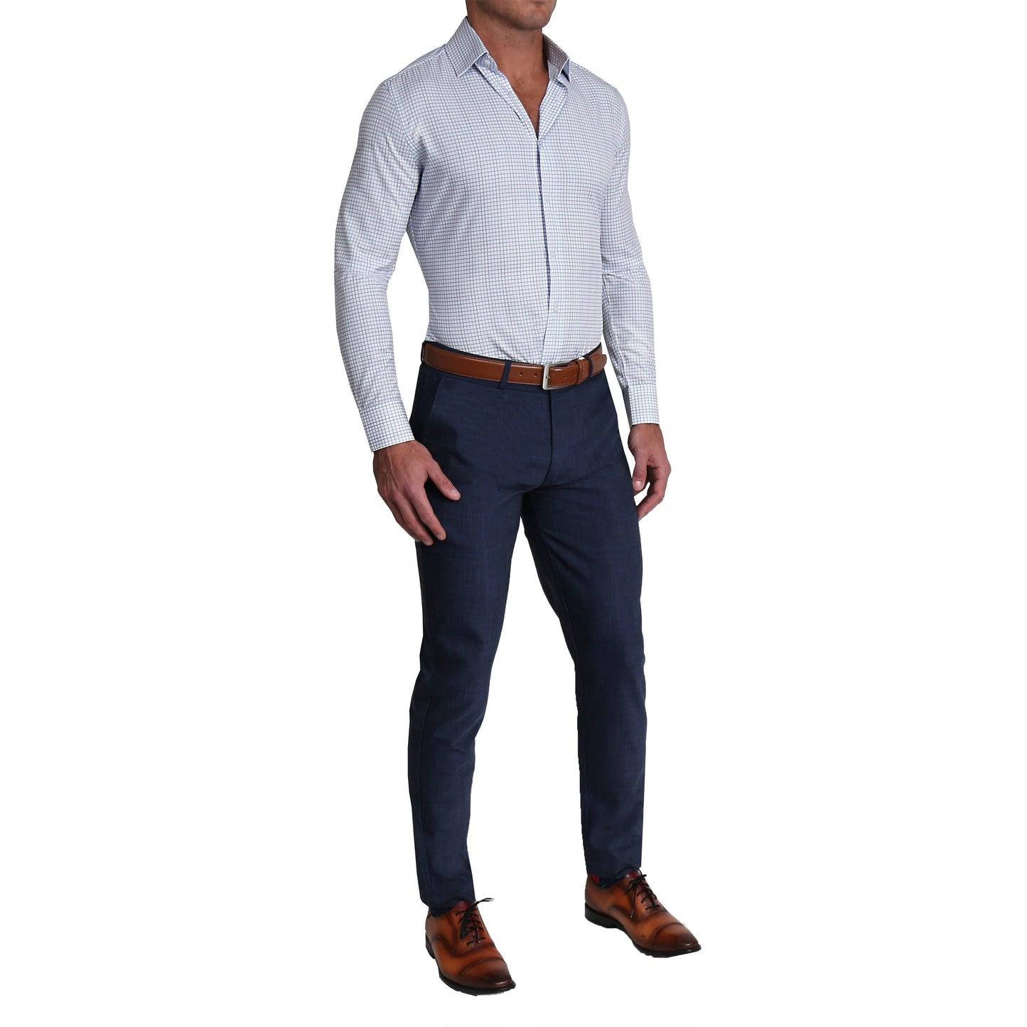 "The Baxter" Blue Mini Line Patterned Windowpane