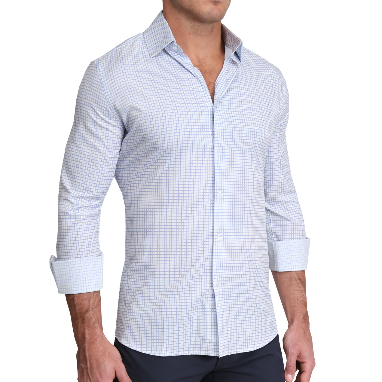 "The Baxter" Blue Mini Line Patterned Windowpane