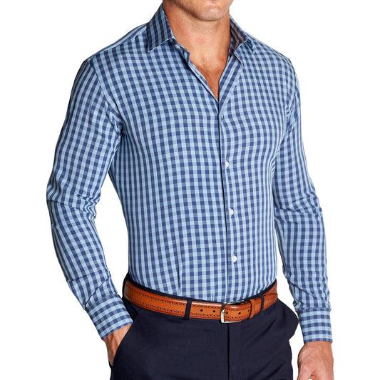 "The Henry" Steel Blue and Light Blue Big Gingham